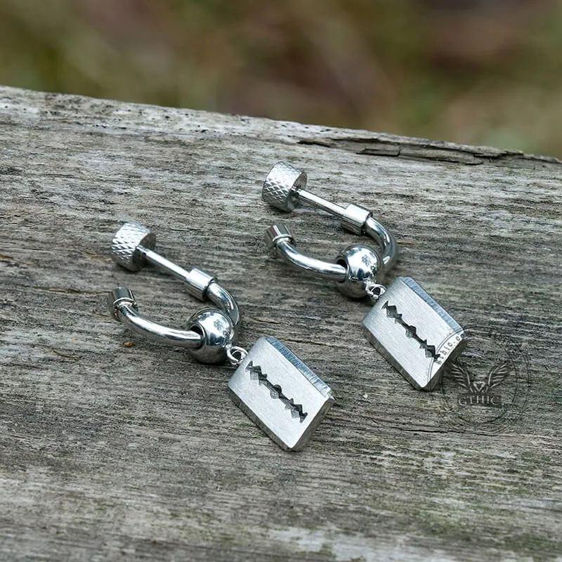 Blade Stainless Steel Huggies Earrings