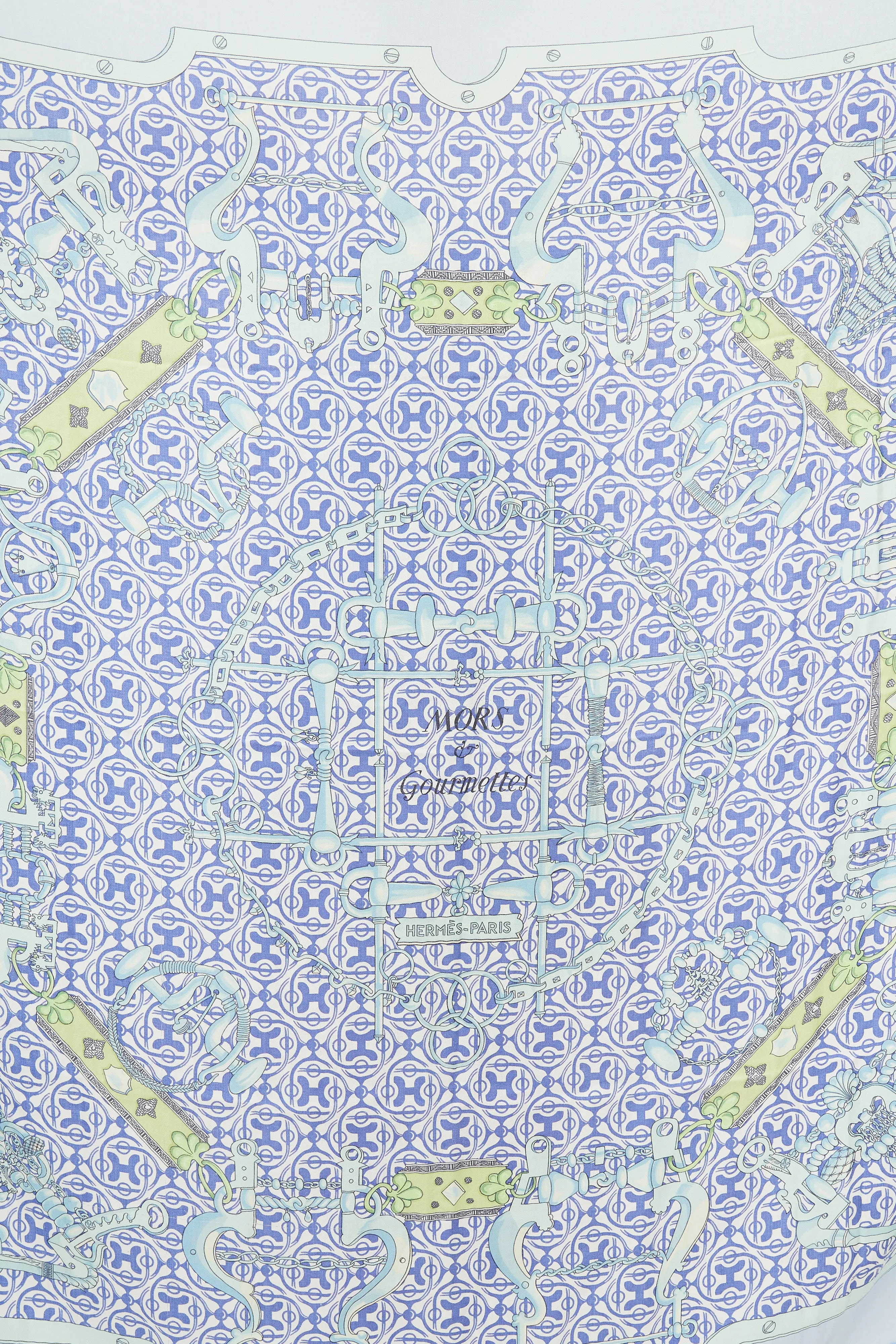 Blue Cashmere & Silk Mors Et Gourmettes 140 Print Shawl