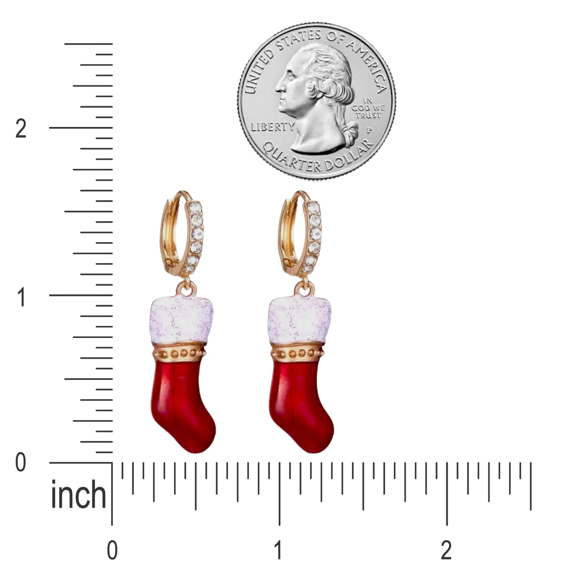 Christmas Jewelry Crystal Rhinestone Socks Dangle Charm Earrings E1229 Red