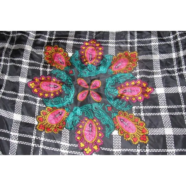 Diane Von Furstenberg Colorful Abstract Scarf with Floral/Peacock Design