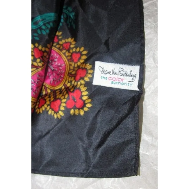 Diane Von Furstenberg Colorful Abstract Scarf with Floral/Peacock Design