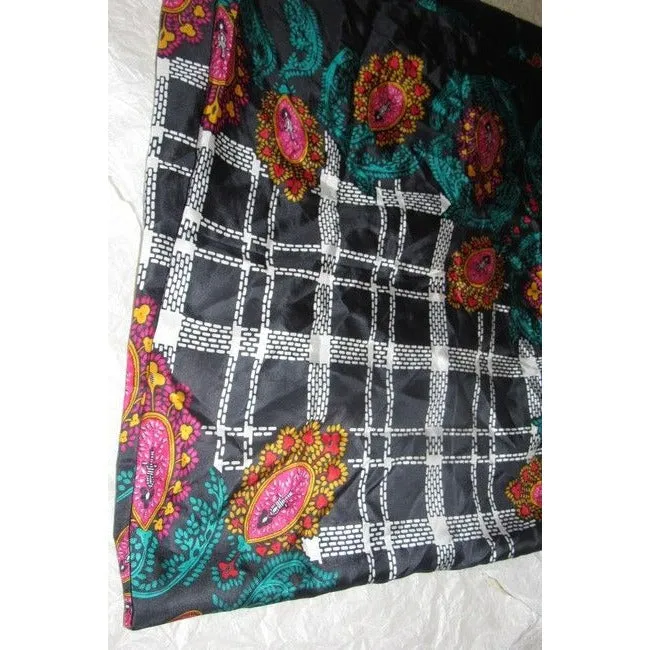 Diane Von Furstenberg Colorful Abstract Scarf with Floral/Peacock Design
