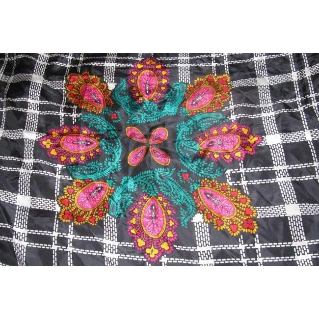 Diane Von Furstenberg Colorful Abstract Scarf with Floral/Peacock Design