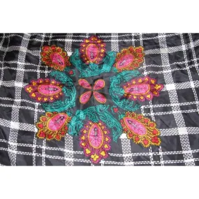 Diane Von Furstenberg Colorful Abstract Scarf with Floral/Peacock Design