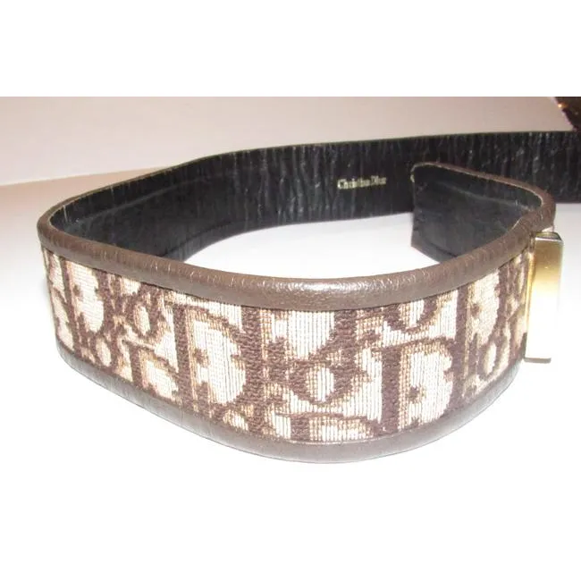 Dior Brown Trotter Print Belt w Gold CD Buckle