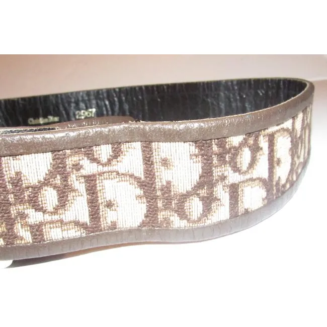 Dior Brown Trotter Print Belt w Gold CD Buckle