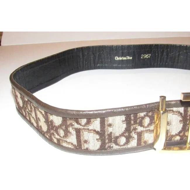 Dior Brown Trotter Print Belt w Gold CD Buckle