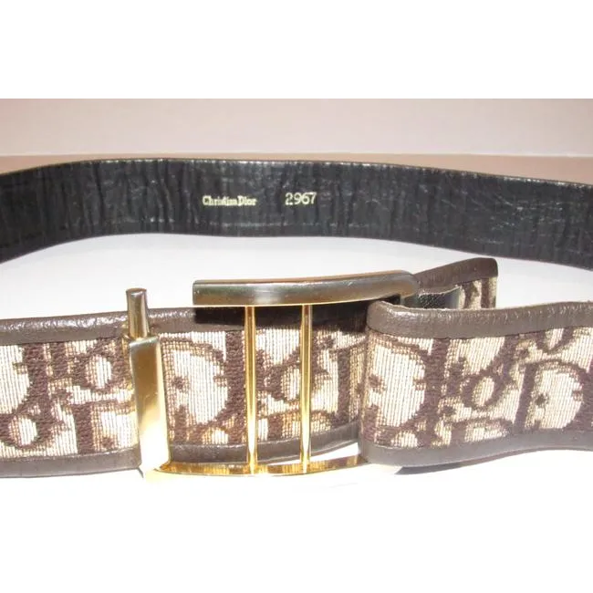 Dior Brown Trotter Print Belt w Gold CD Buckle