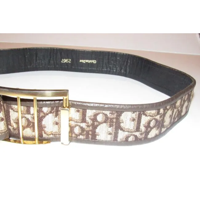 Dior Brown Trotter Print Belt w Gold CD Buckle