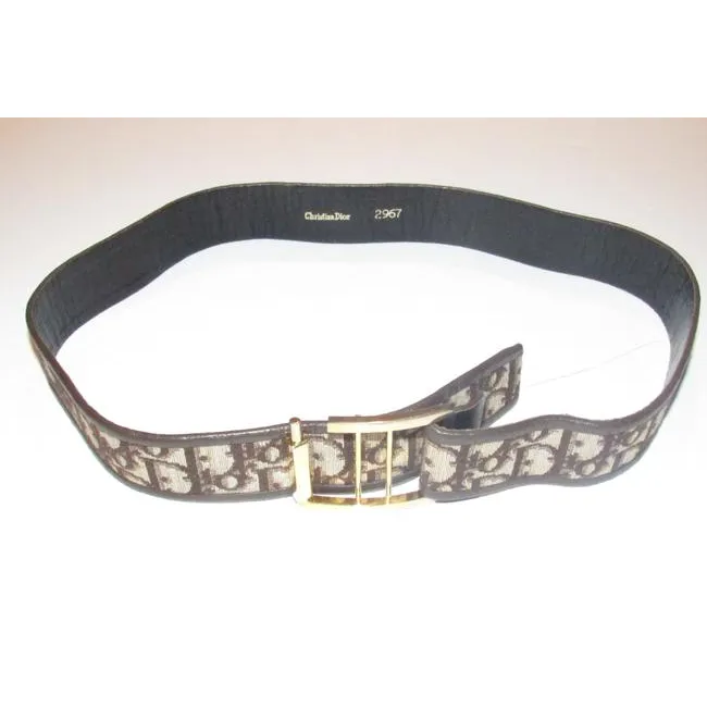 Dior Brown Trotter Print Belt w Gold CD Buckle