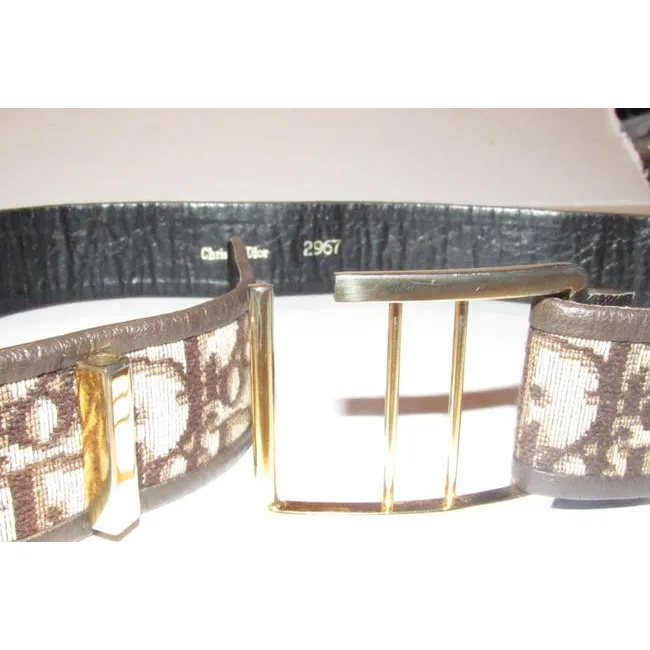 Dior Brown Trotter Print Belt w Gold CD Buckle