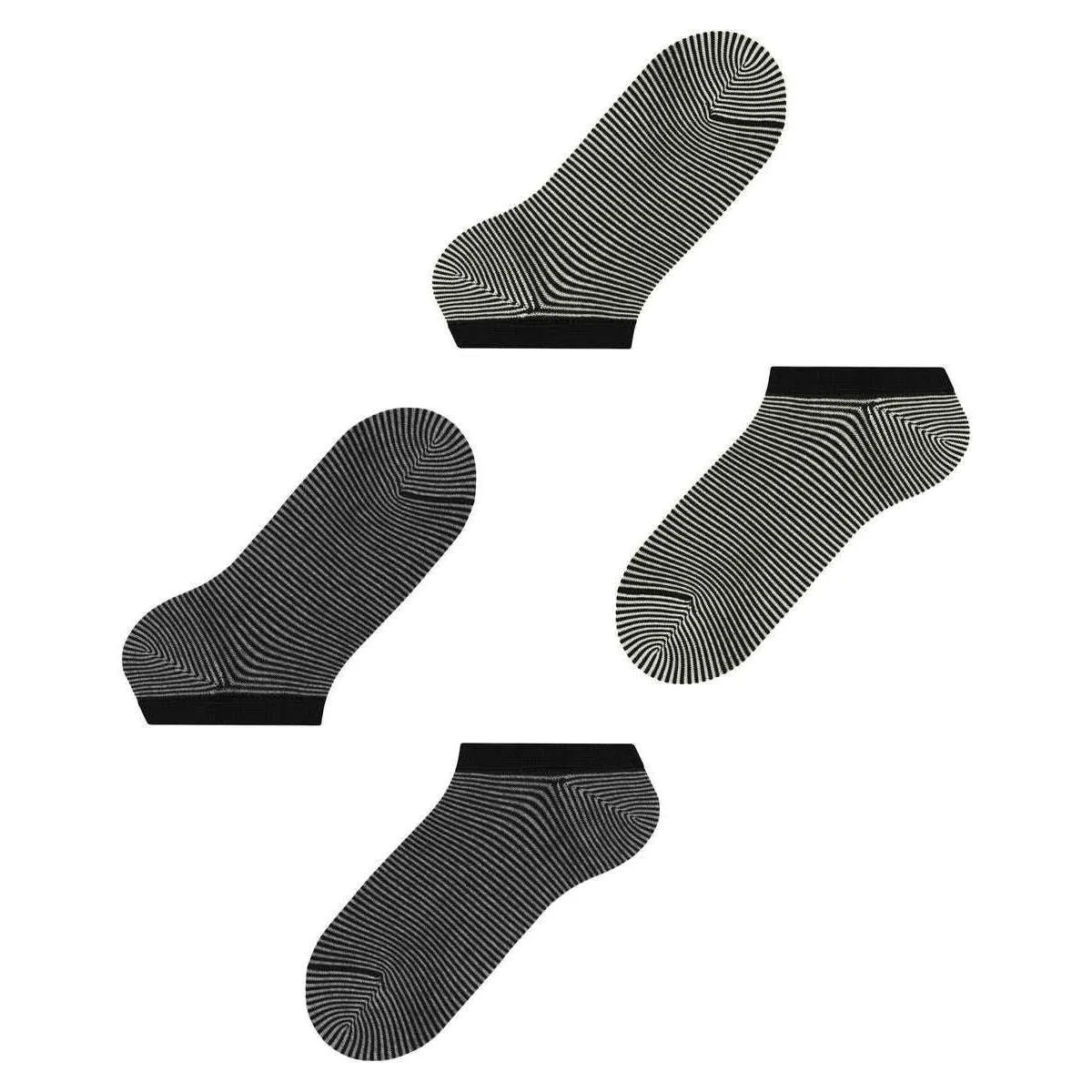 Esprit Allover Stripe 2 Pack Sneaker Socks - Black/Grey Mix