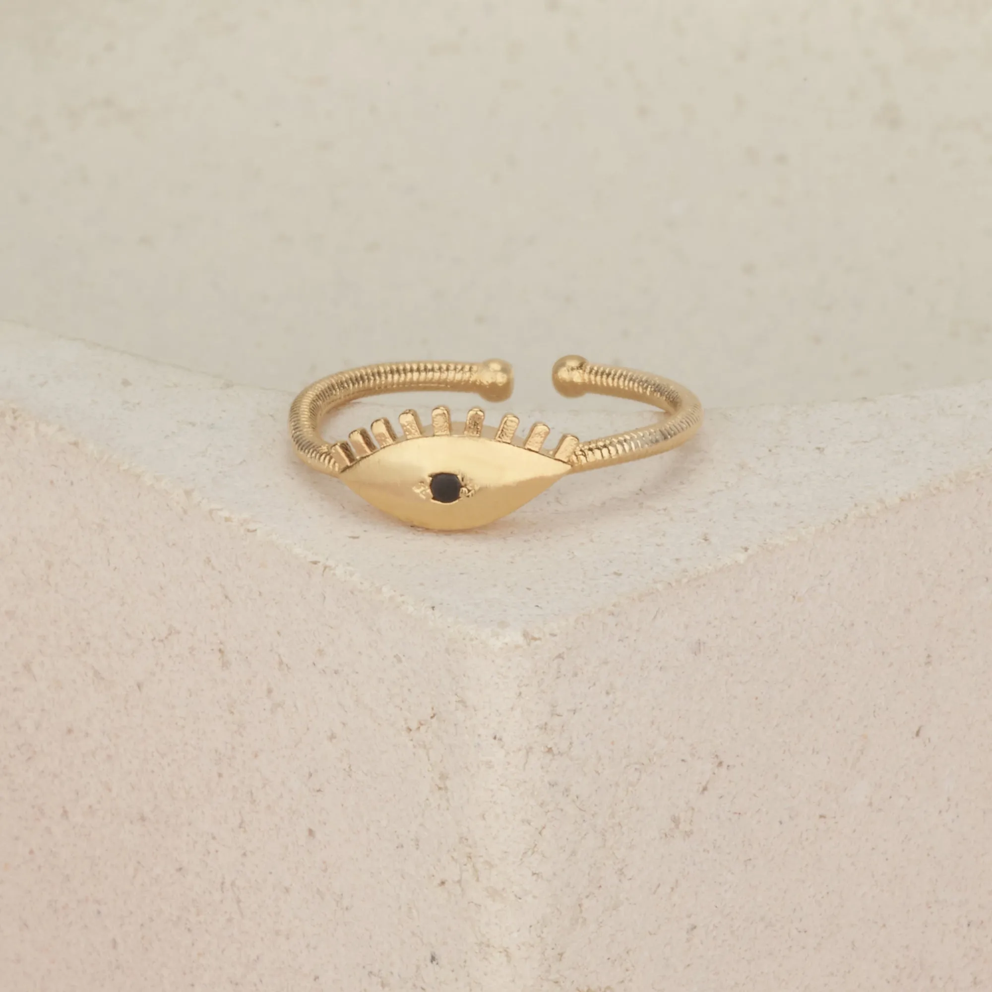 Evil Eye Adjustable Gold Ring