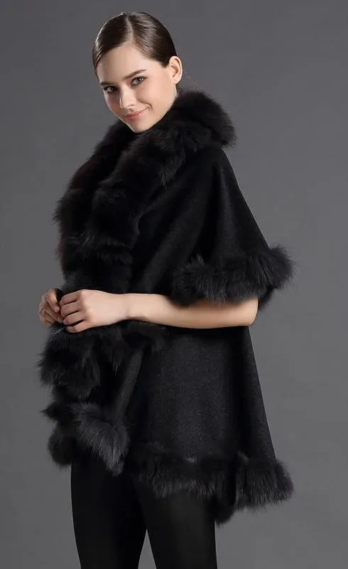 Genuine Fox Fur Half Sleeve Poncho