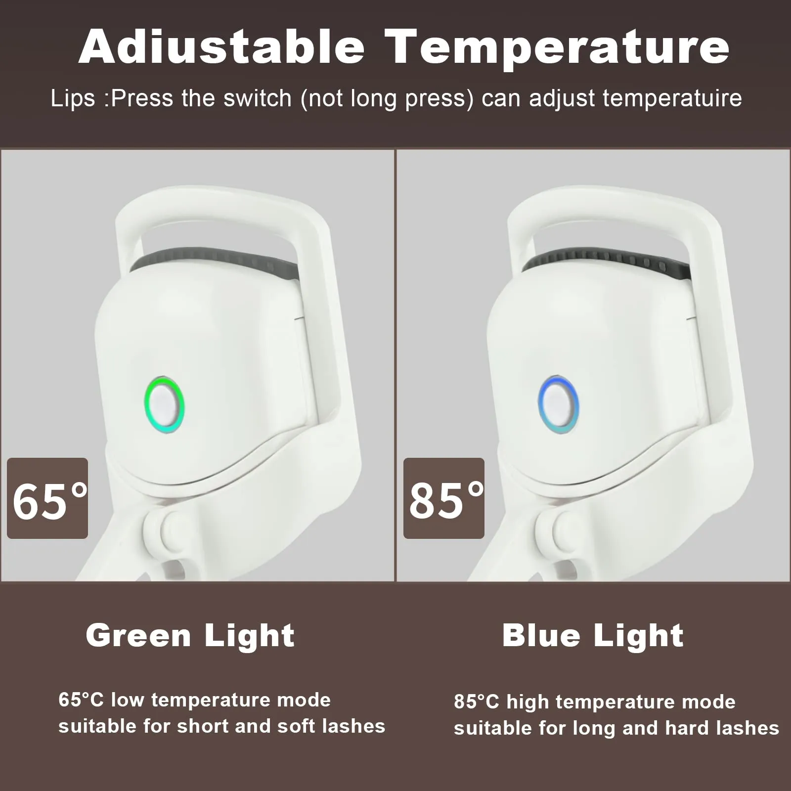 Heated Eyelash Curler, USB Rechargeable, Electric Heated Eyelash Curler, Two-Position Temperature Control, Long-Lasting Heated Eyelash Curler for Thick and Sparse Eyelashes, 24 Hour Long-Lasting Curl