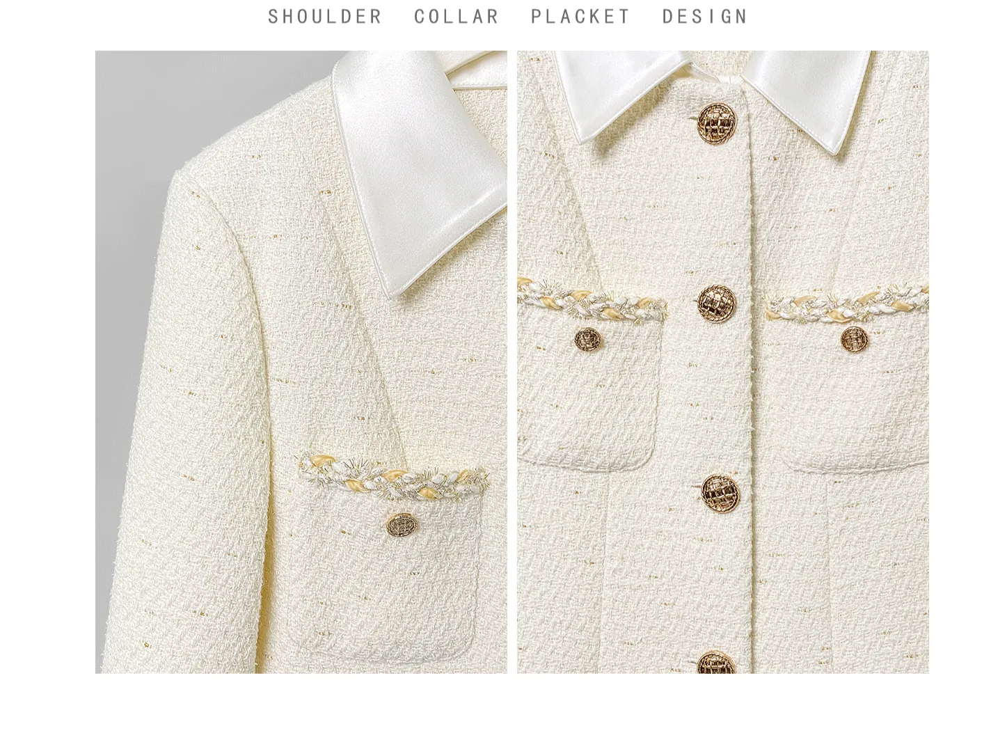 Huanzi new detachable acetate leader wool tweed small fragrance wind coat dress- Ray