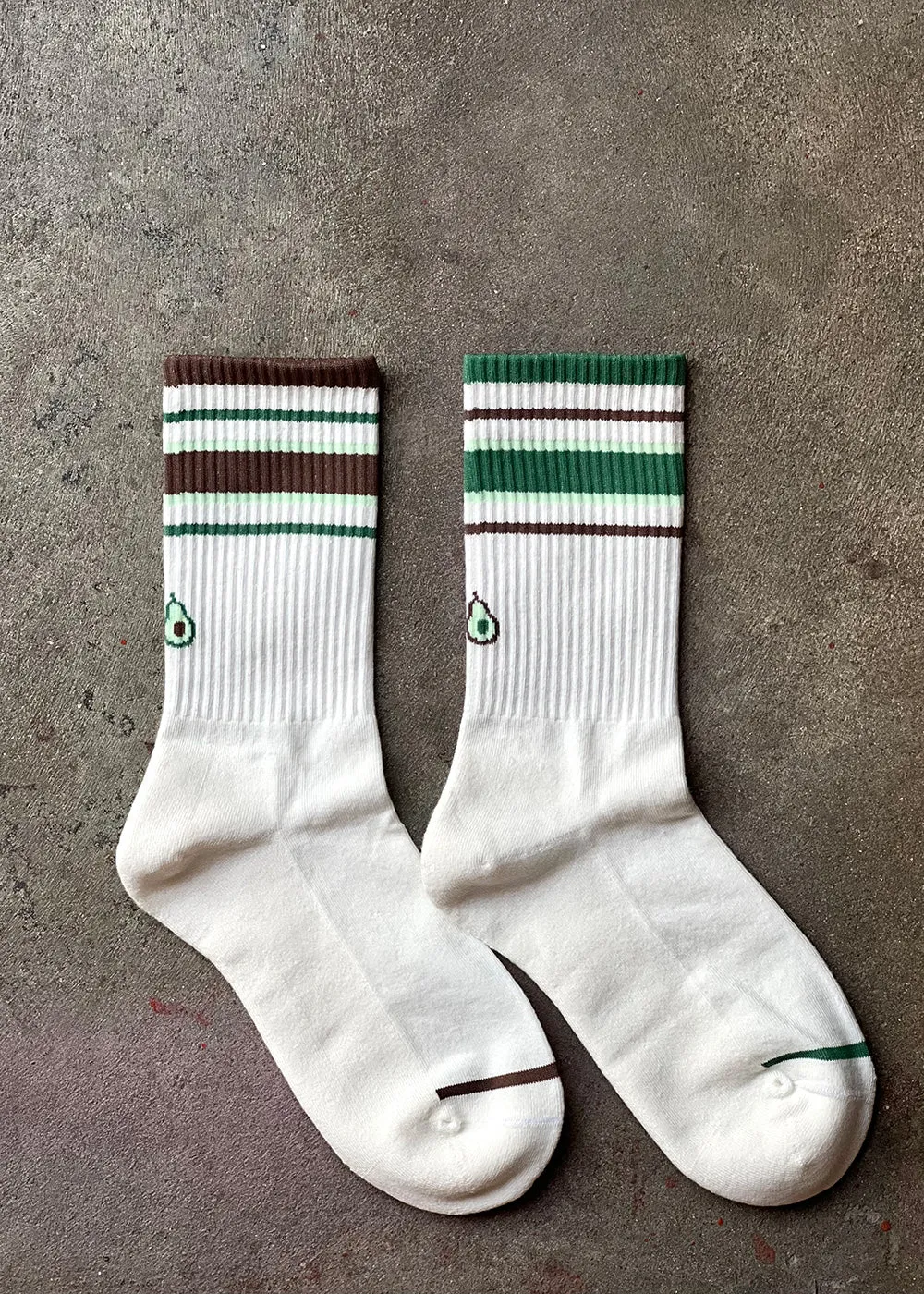 Men's Mismatched Vintage Stripe Socks - Green, Brown, & White