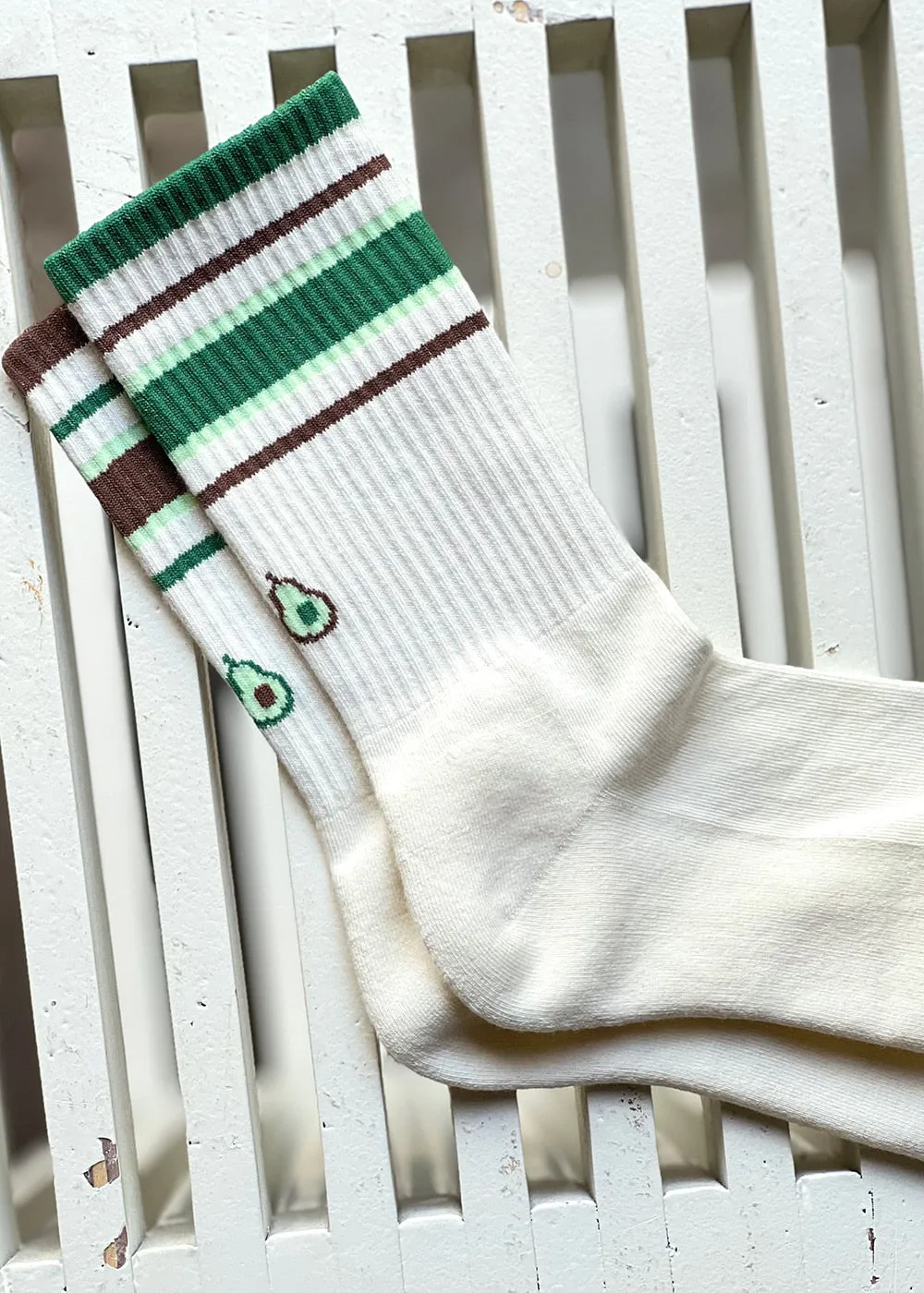 Men's Mismatched Vintage Stripe Socks - Green, Brown, & White