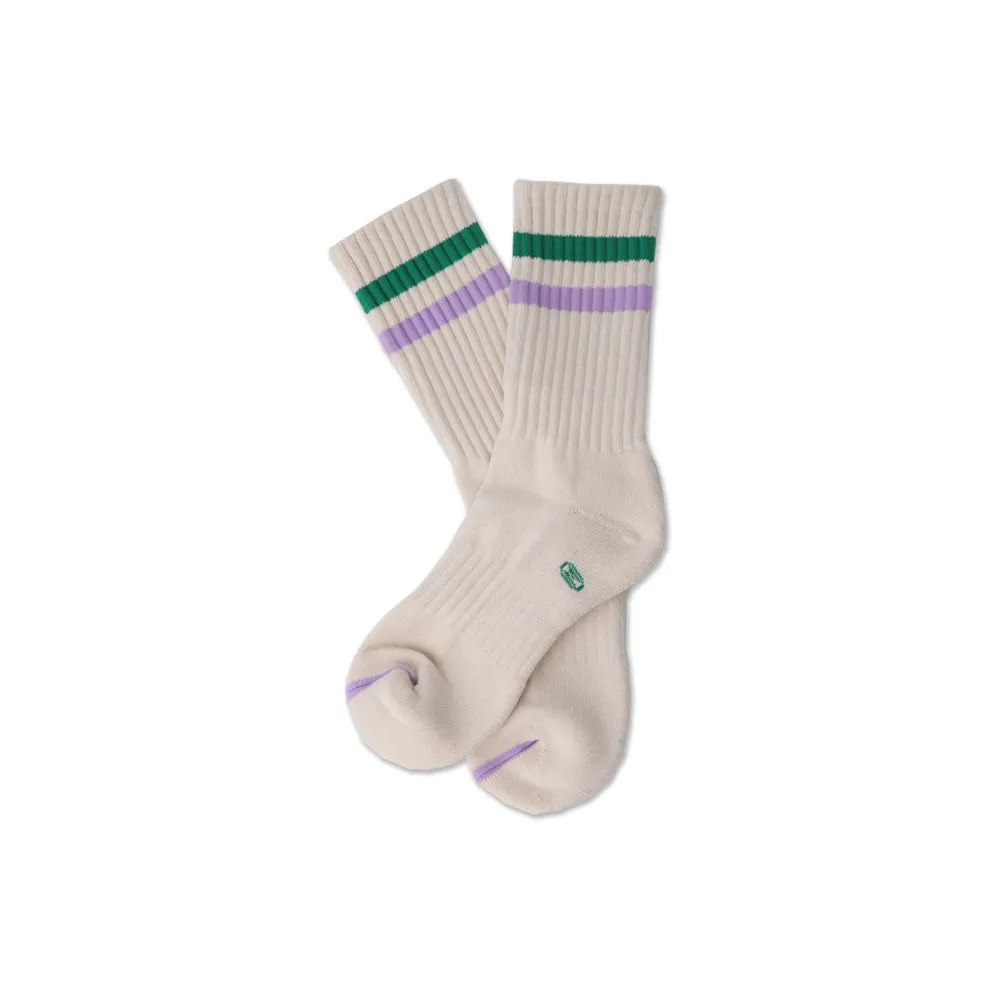 Men's Vintage Stripe Socks - Green, Purple, & Cream