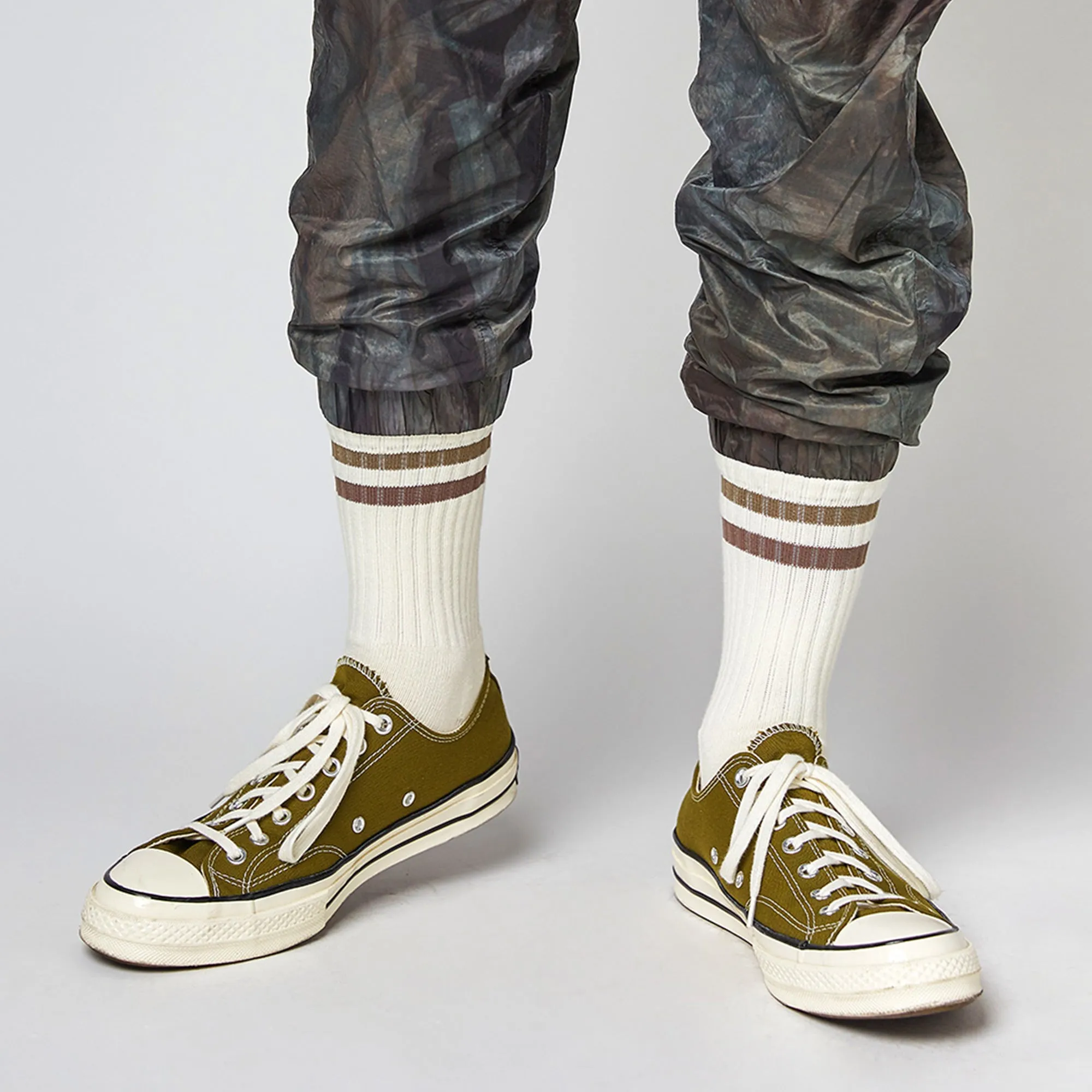 Men's Vintage Stripe Socks - Khaki, Beige, & White
