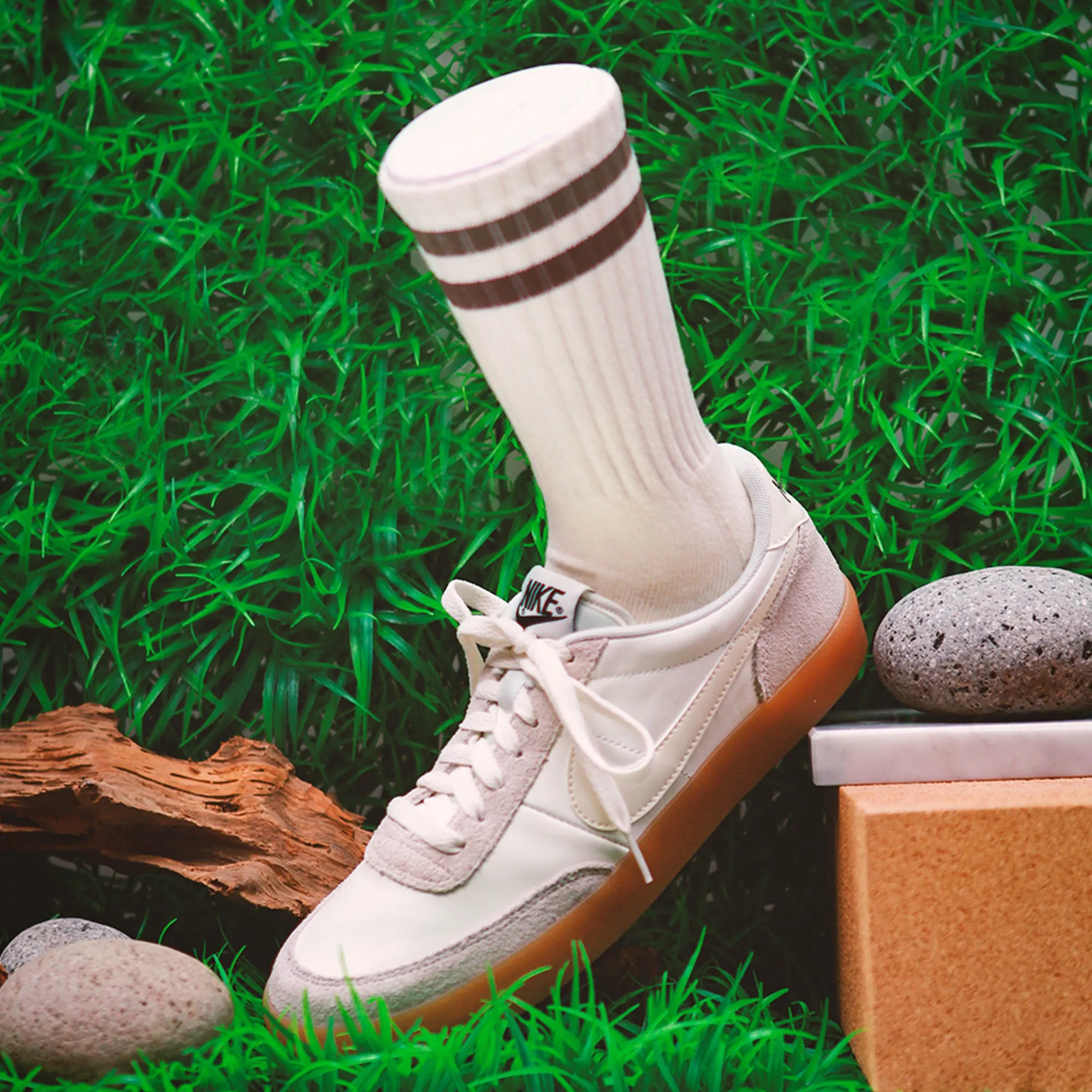Men's Vintage Stripe Socks - Khaki, Beige, & White