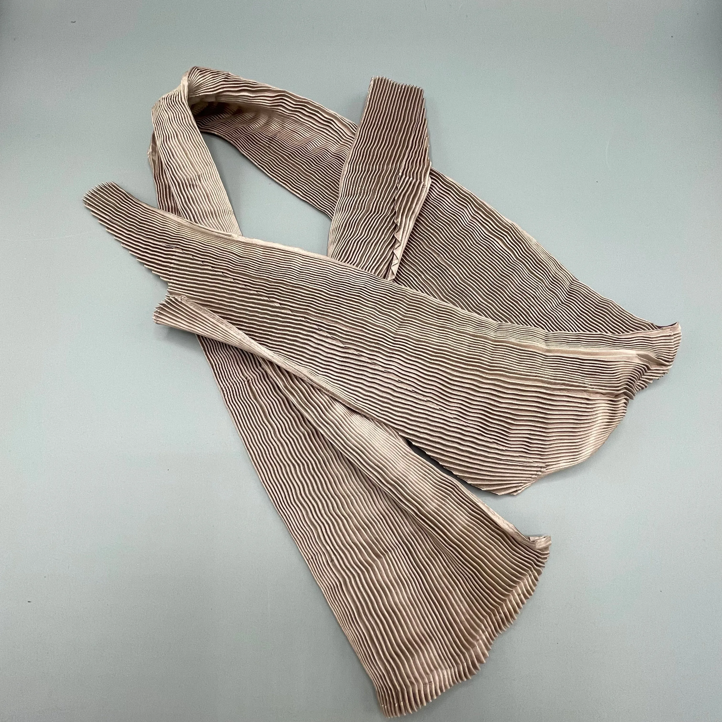 Nawal Gebreel Handmade Scarf Taupe Amro Pleat Scarf/Cravat