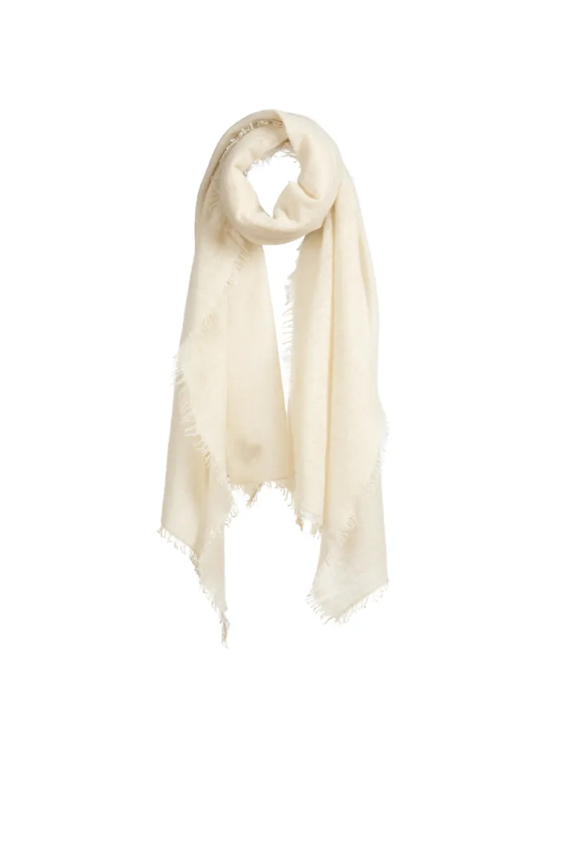 Open knitted Shawl plain ( BABY CASHMERE ) Natural white