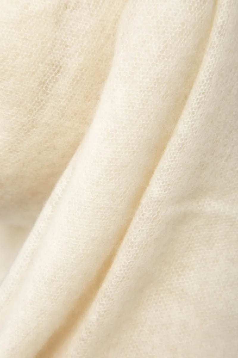 Open knitted Shawl plain ( BABY CASHMERE ) Natural white