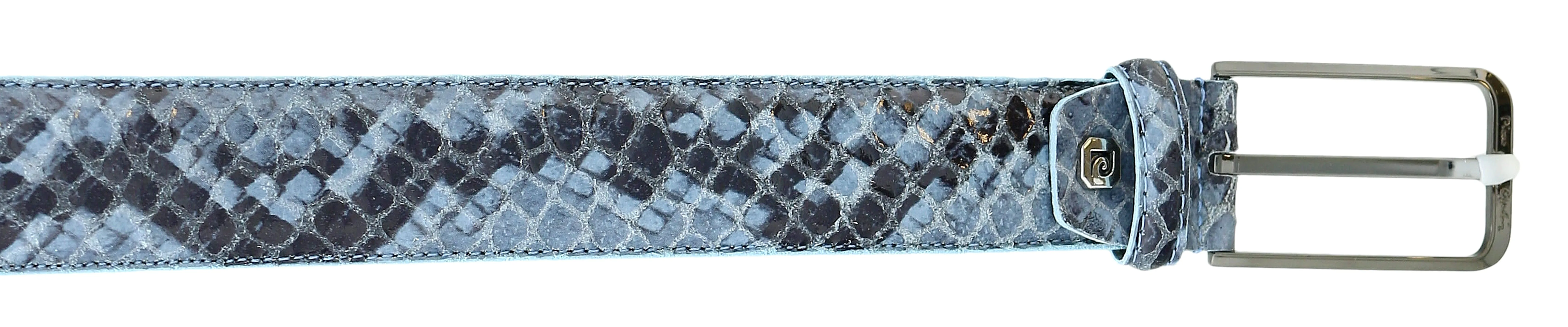 Pierre Cardin Sky Blue Python Embossed Classic D-Ring Adjustable Belt Adjustable Mens Belt-