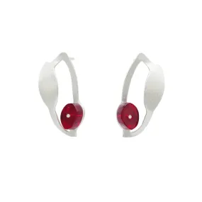 Seaweed Drop Earrings in Brushed Silver