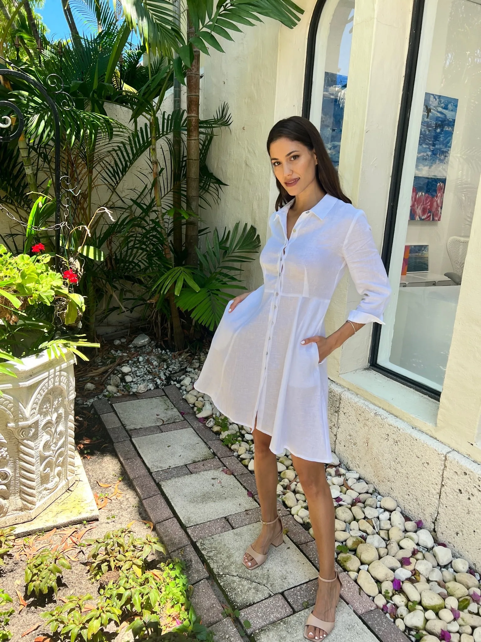 Shirt Dress Mini Linen Finta