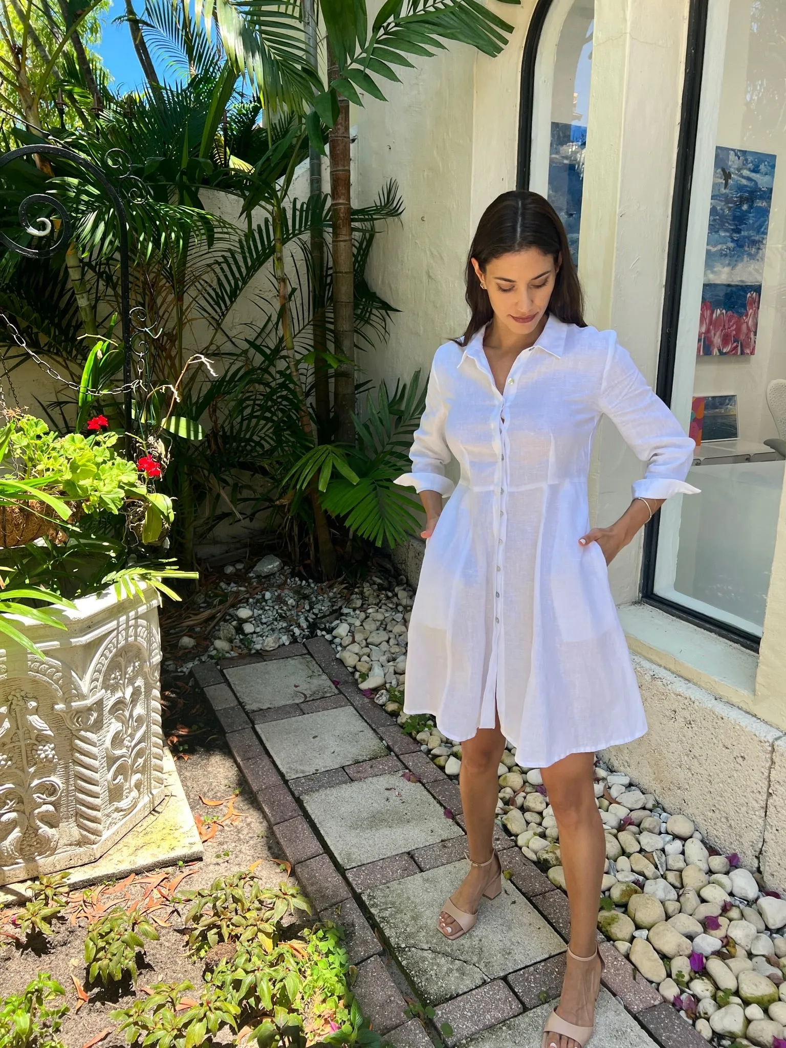 Shirt Dress Mini Linen Finta