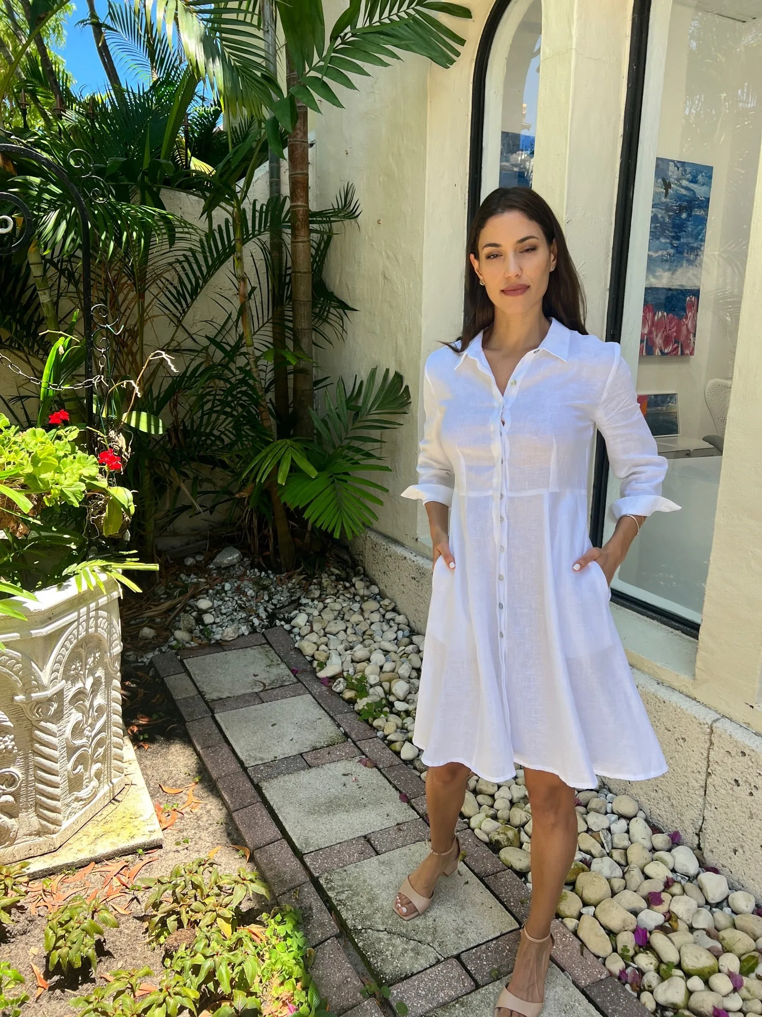 Shirt Dress Mini Linen Finta