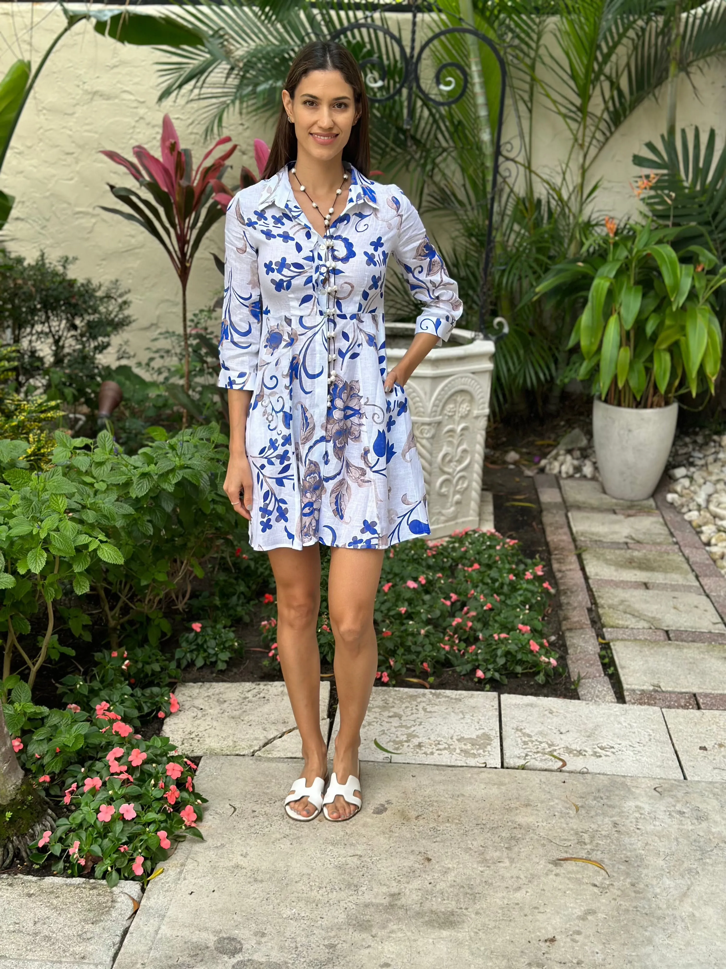 Shirt Dress Mini Linen Finta