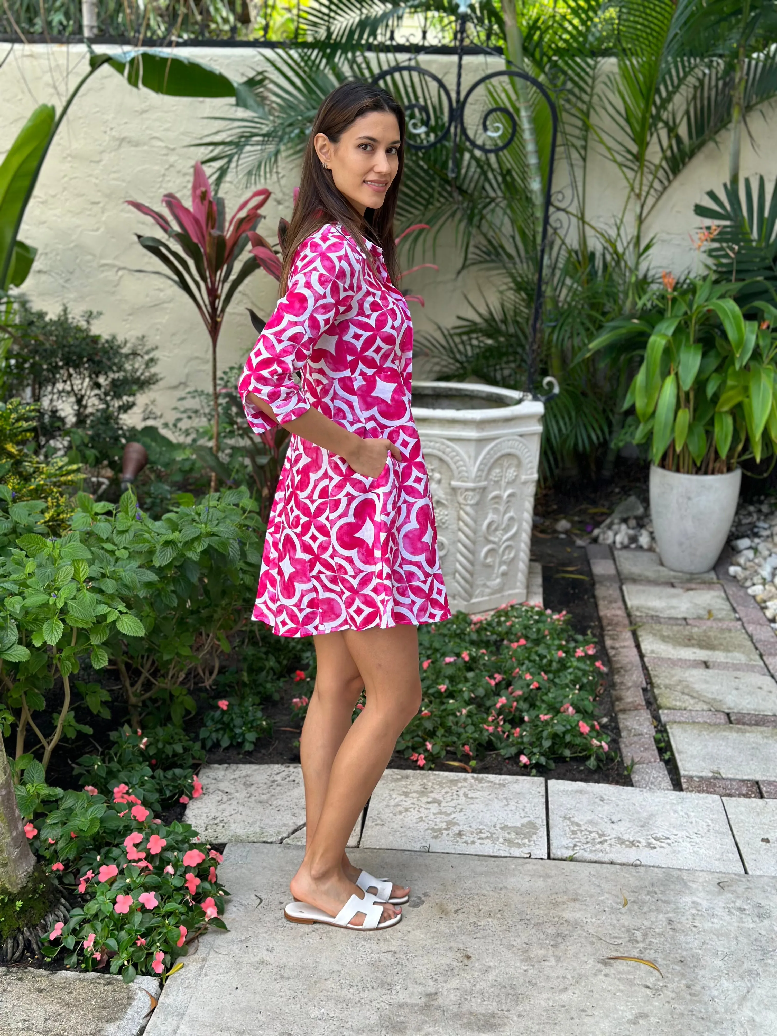 Shirt Dress Mini Linen Finta