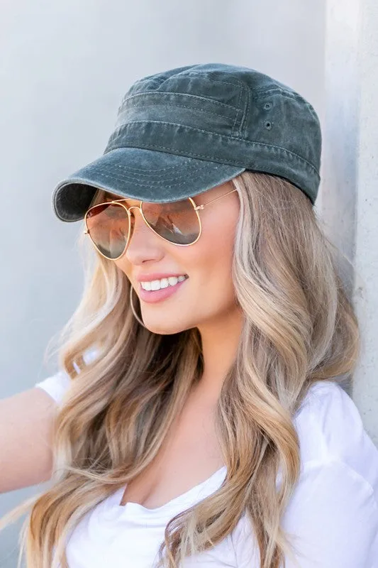 Vintage Distressed Stylish Fashion Cadet Hat Cap