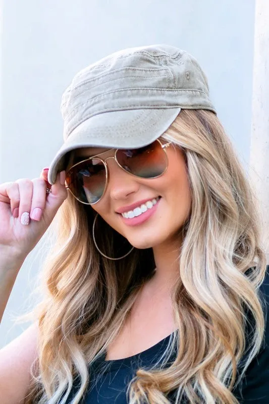 Vintage Distressed Stylish Fashion Cadet Hat Cap