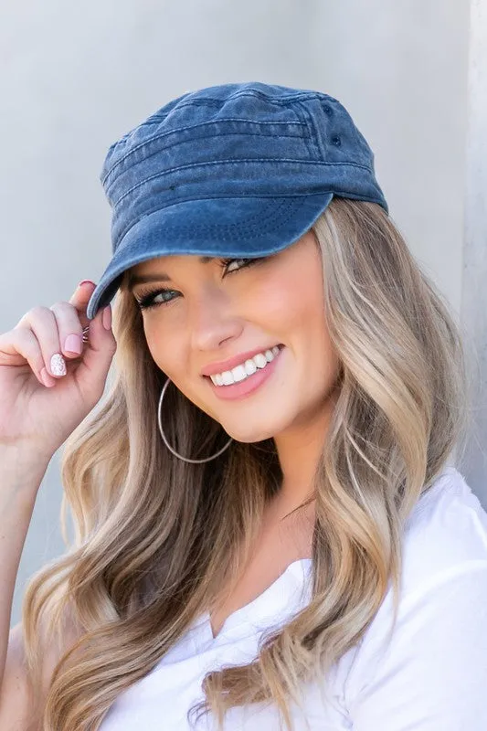 Vintage Distressed Stylish Fashion Cadet Hat Cap
