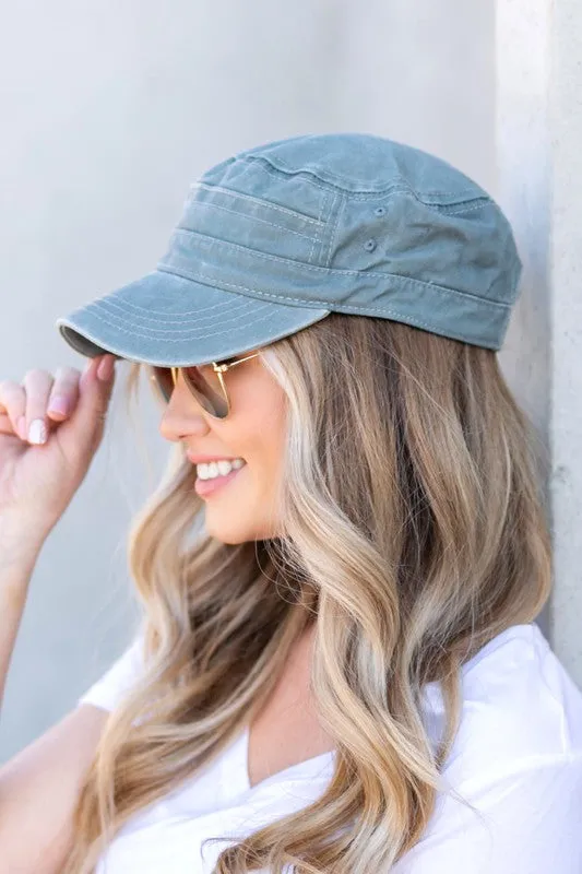 Vintage Distressed Stylish Fashion Cadet Hat Cap