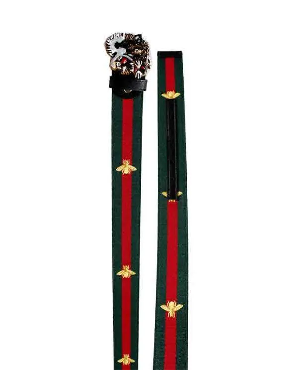 Web Bee Print With Tiger Buckle Green/Red